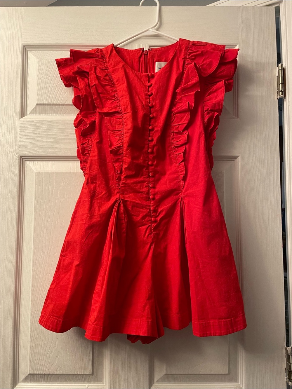 Maeve Red Ruffle Short Jumpsuit